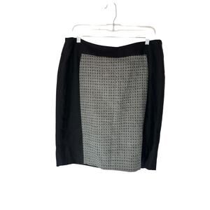 Boden Skirt Black Embroidered Wool Office Work Career Straight Pencil Size 12